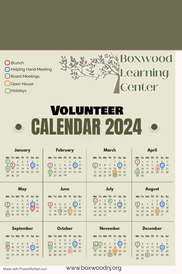 Volunteer Calendar - Made with PosterMyWall
